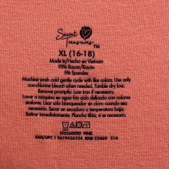 Secret Treasures Women's Plus Size Knit Sleep Short Sleeve Shirt XL 16/18 NWT - Picture 4 of 13